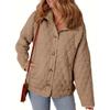 Fall Winter New Women's Loose Solid Color Quilted Crew Neck Cotton Padded Jacket European American Style Casual Outerwear Wholesale