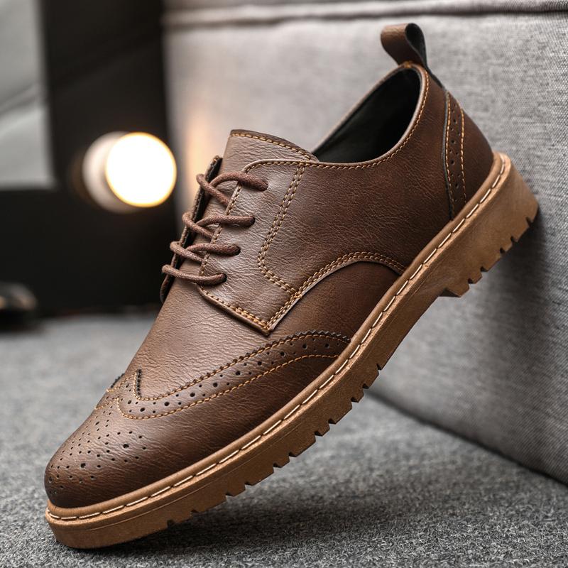 Men Dressing Shoes Formal for Men's Casual Shoe Leather Social Wedding Designer Pointed Toe Brown Office Winter Shoes Brand