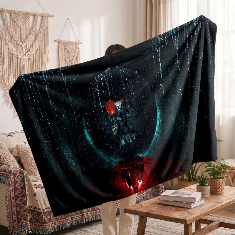 Warm Flannel BlanketIT Pennywise Soft Cozy Throw Blanket for Bedroom Couch