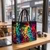 Colorful Leopard Print Fashion Tote Portable Casual Daily Handbag Trendy All-match Commute Bag