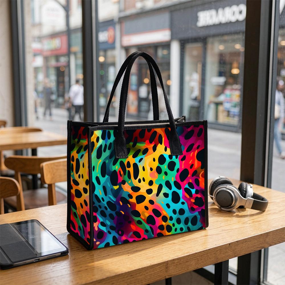 Colorful Leopard Print Fashion Tote Portable Casual Daily Handbag Trendy All-match Commute Bag