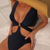 2025 European & American Solid Color Slimming Sexy One-Piece Bikini Swimsuit