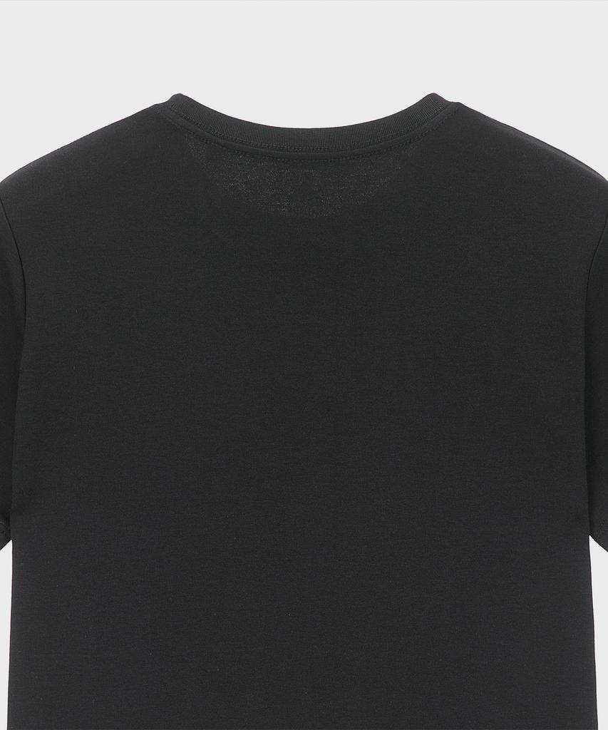 BASIC HOUSE Women'S Round Crop Short Sleeve T-Shirt Black Lats0202