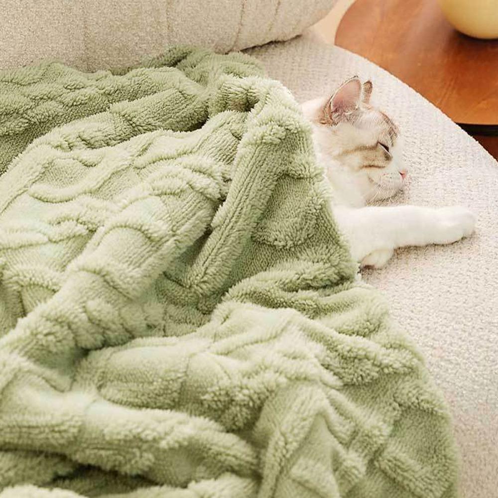 Soft Warm Plush Dog Cat Blanket Double Layer Thicken Plush Pet Blanket for Relaxing