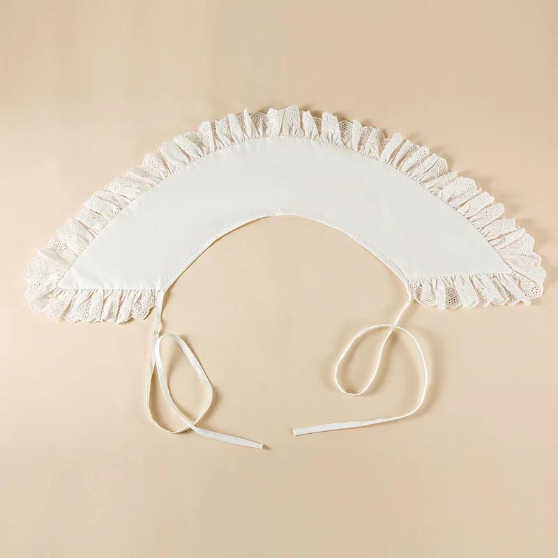 Cotton White Lapel Fake Collar Shawl Girls Ruffles Half Shirt Shawl Wrap Lapel Detachable Collars Necklace False Collar