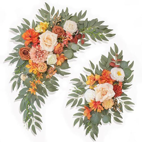 

Свадебная арка на открытом воздухе Цветочная приветственная арка Дверь Ворота Банкетный стиль Цветочное украшение Моделирование Поставка цветов оранжевый