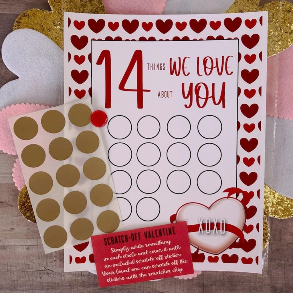 Den svatého Valentýna Odškrtněte 14 věcí, které na tobě miluji 14 věcí Možnost Vlastní DIY