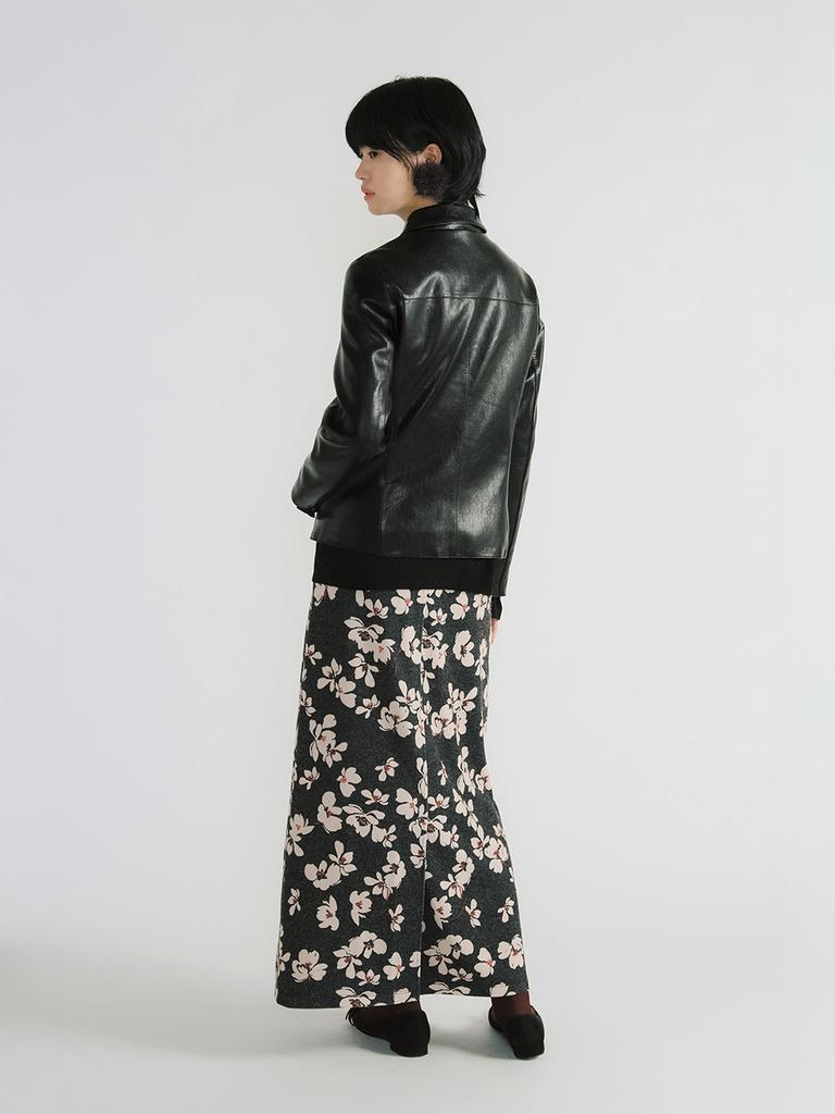 Average Attitude Floral Long Skirt _Ink Black