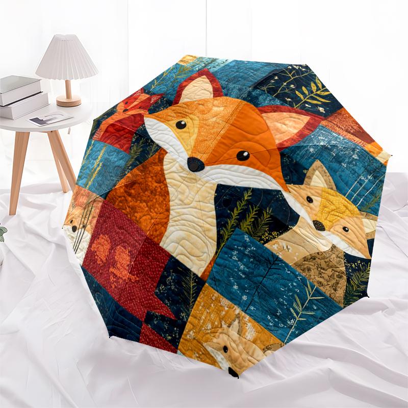1 PC Automatic Folding Umbrella - Fox, Cat, Rooster Pattern, Portable & Foldable Design with 8 Ribs, Christmas Birthday Gifts