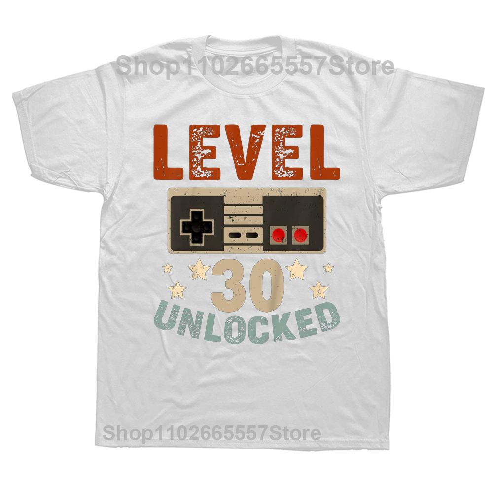 

30 Year Old Level Unlocked 30th Gaming 1993 T Shirts Summer Style Graphic Cotton Streetwear Short Sleeve Birthday Gifts Tshirt S