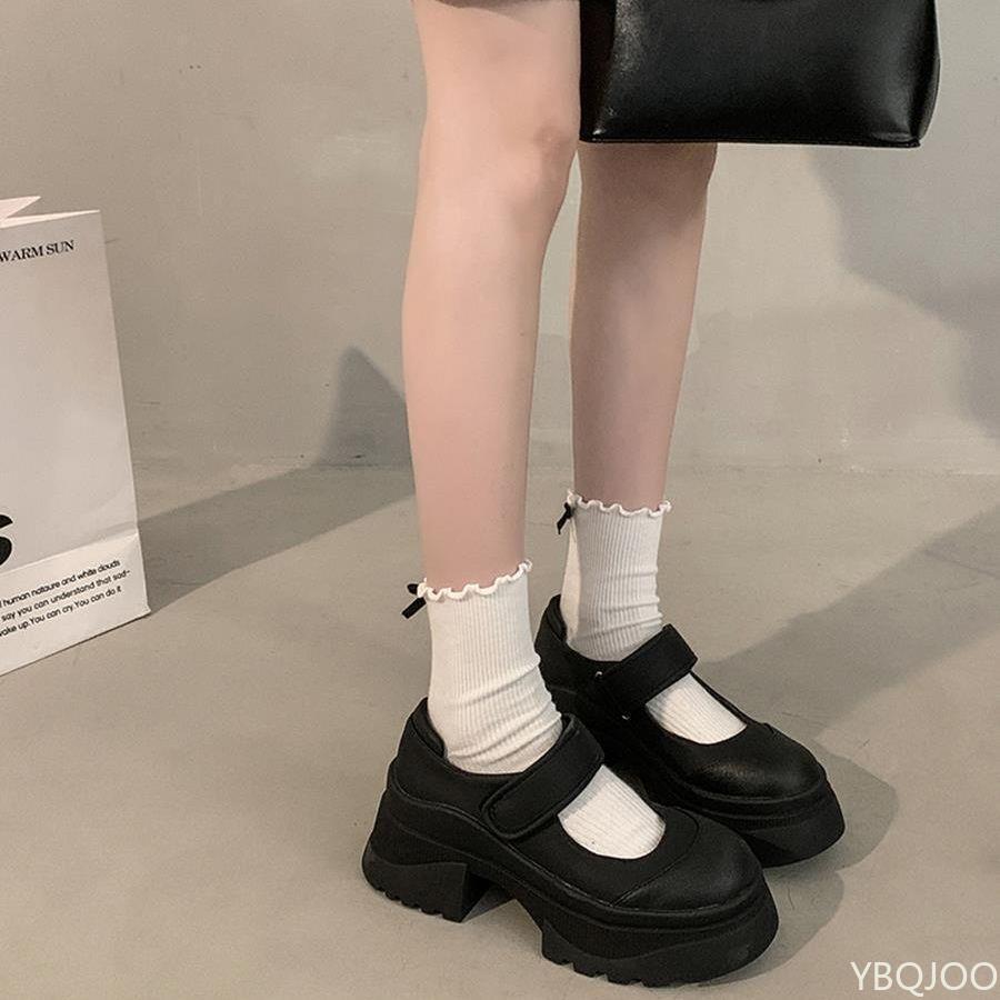 2025 Black Retro Height Increasing Shoes Ladies Elegant Leather Shoes Summer New Dress Mary Jane Shoes French Women's High Heels