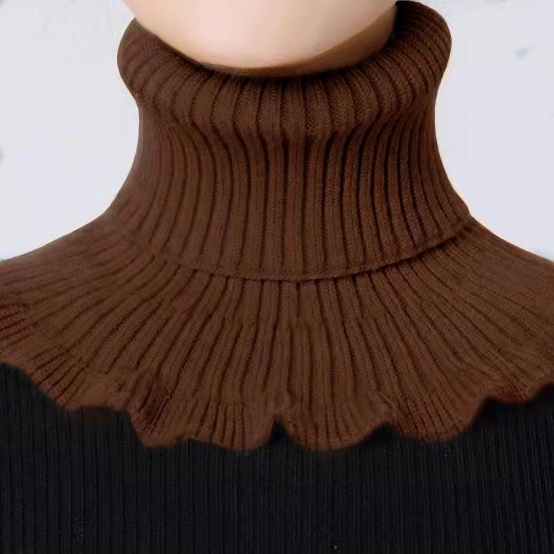 Fashionable Knitted False Neck Scarf Elegant Ruffle Edge Design Soft Thick and Warm for Women Fake Collar Detachable Scarf