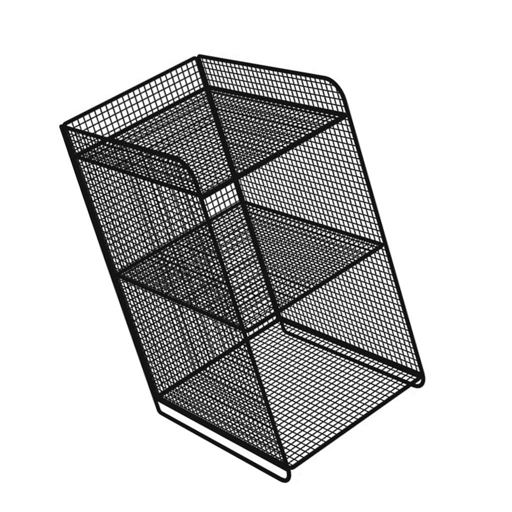 Storage Shelf Metal Heavy Duty Rack Side Shelving Table End Shelving Holder for Housheold Bedroom Black