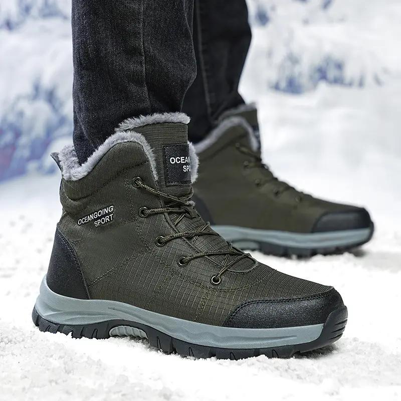 Winter Men's Hiking Boots High-top Warm Plush Outdoor Shoes