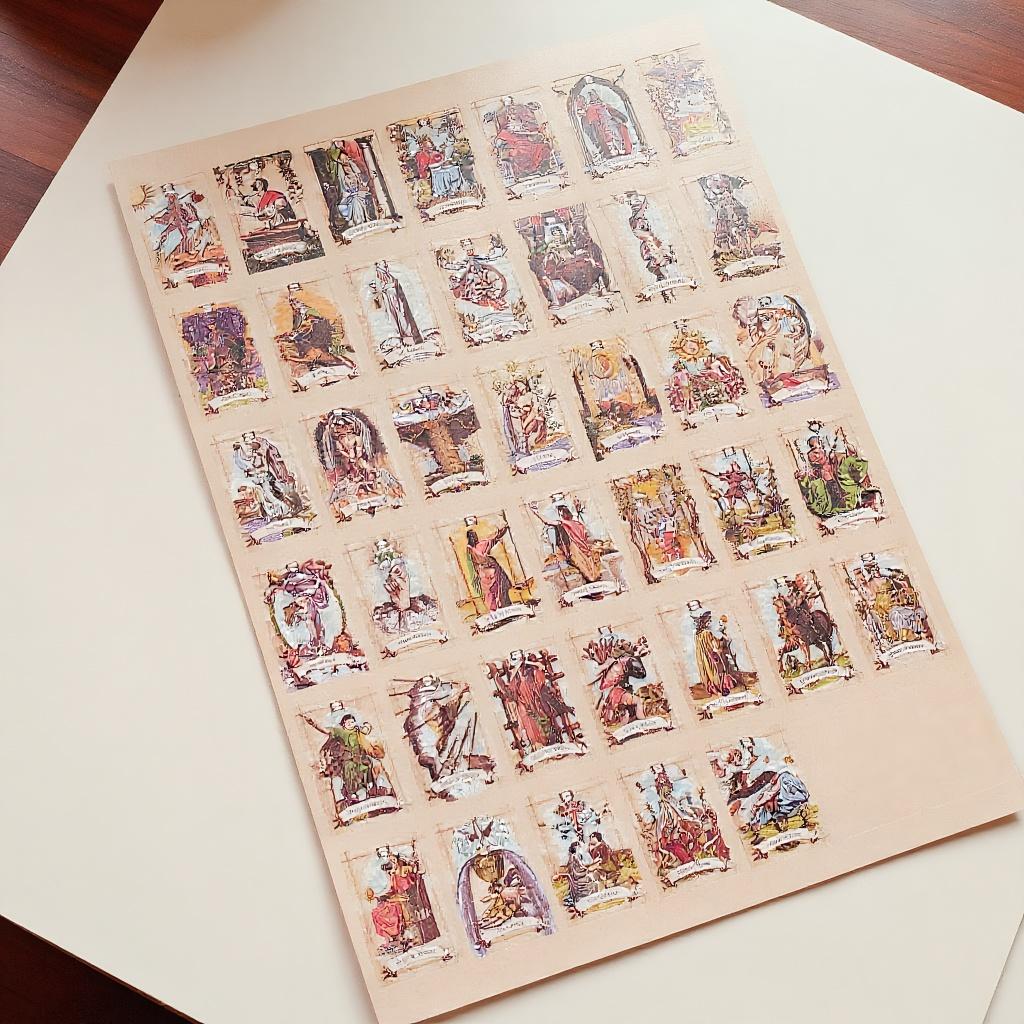 The Old Style Tarot Stickers 78 Pcs In Two A4 Sheet, Each 4x6cm Vinyl Adhesive Decals for Laptops, Journals, Magic