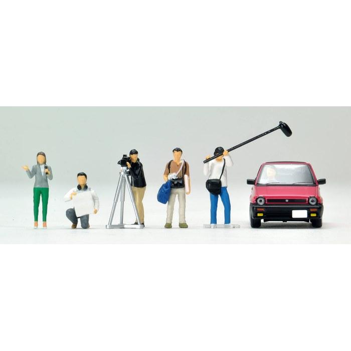 TOMYTEC Geocore64 1/64 Car Snap 11a (TV Crew with Honda City Cabriolet) ABS/PVC Painted Partially Assembled Figures & Accessories + Diecast