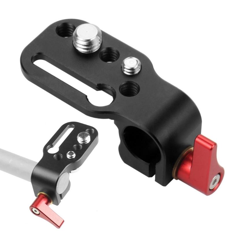 15mm Single Hole Rod Clamp Aluminum Alloy Mount with 1/4 and 3/8 Threaded Holes for Photography Equipment Expansion