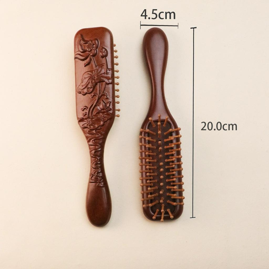 Narrow air cushion comb Massage comb head sandalwood solid wood comb Portable hair brush Household
