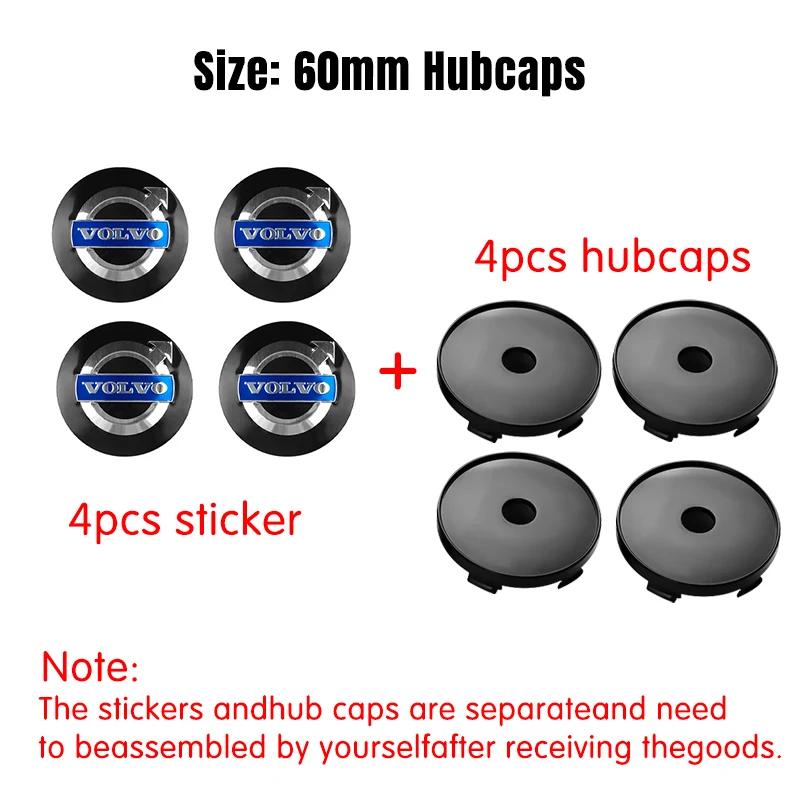 4pcs 56/60mm Car Wheel Center Cover Hub Caps Stickers Accessories For Volvo Rdesign AWD C30 C70 S40 S60 S70 S80 S90 V40 V50 V60