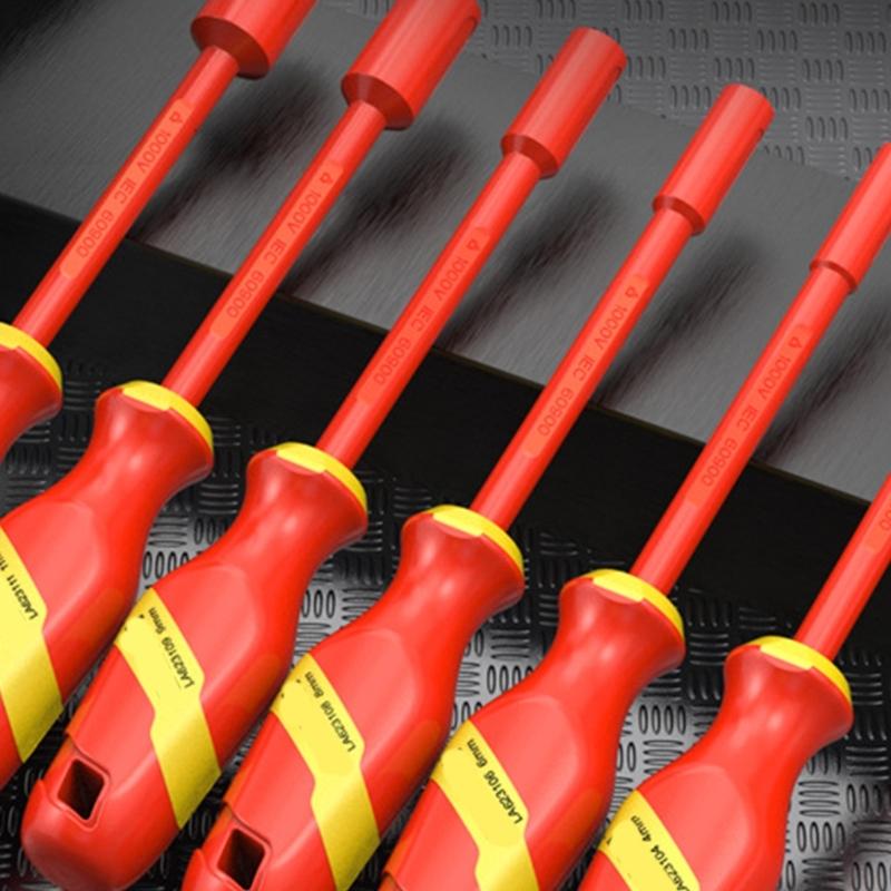 Mehrgrößen-isolierter Steckschraubendreher-Satz mit rutschfestem Griff, isoliertes Handwerkzeug für präzise Elektroreparaturen