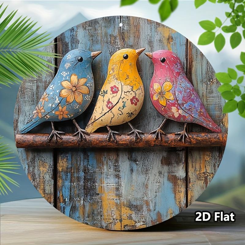 2D Flat 1pcs, Tin Sign Colorful Bird Garland Sign Vintage Aluminum Suitable for Home Wall Club Cafe Decoration 2D Flat