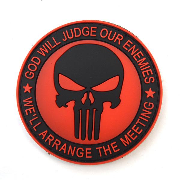 In Stock PVC Punisher Patch - Waterproof, Velcro Tactical Armband or Backpack Patch.
