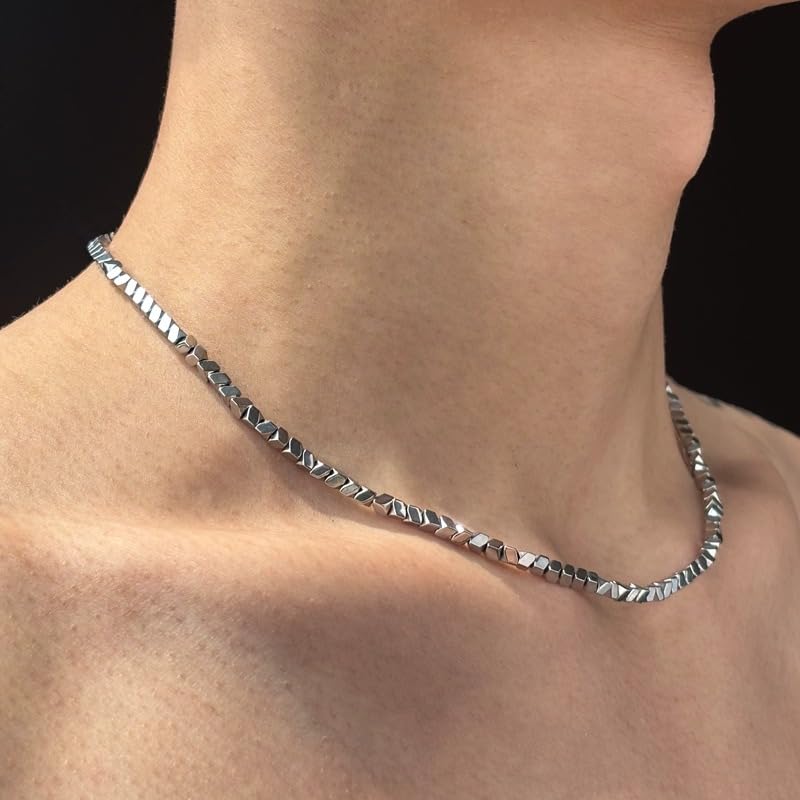 Halskette für Halskette gebrochen Silber Edelstahl für Männer und Metallallergie empfindlich wasserabweisend [Mesaro] Männer, Kette, Herren-, Damen-, Unisex,