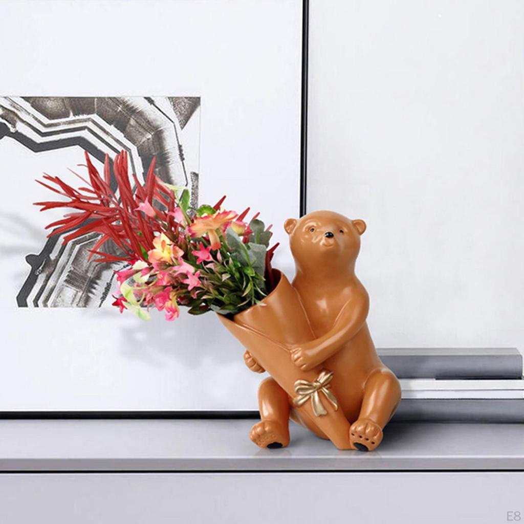 Bear Vase Hand Painted Ornament Art Centerpiece for Home Decor Desktop Wedding