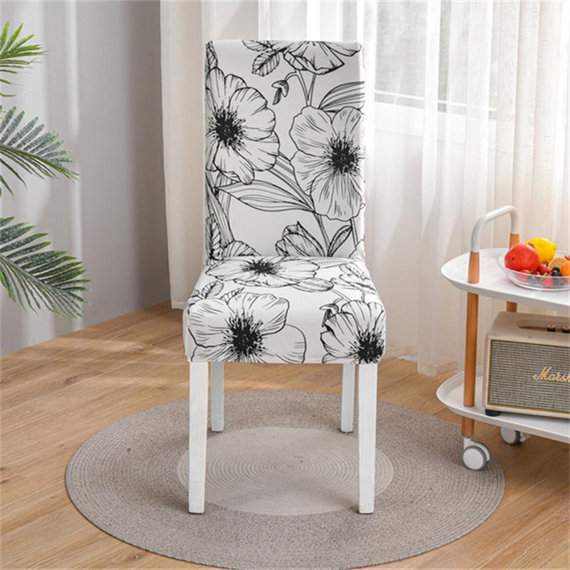 1Piece Printed Dining Room Chair Cover Spandex Elastic Stretch Slipcovers for Kitchen Hotel Banquet Living Room Home Decoration