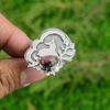 Mothers day Sale Natural Rhodonite 925 Silver Stackable Bezel Wife Ring Jewelry