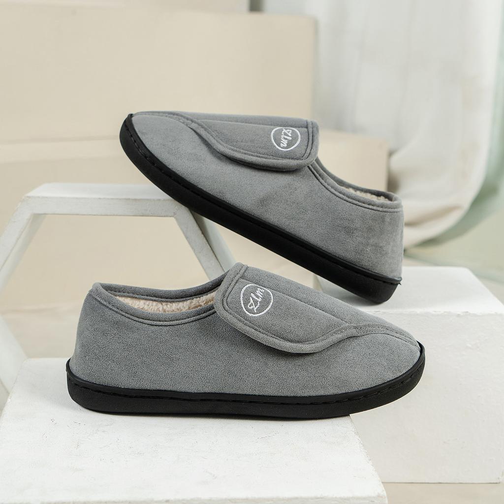 Winter Indoor Woolen Slippers, Home Anti-slip Cotton Slippers, Fleece Velcro Slippers for Home Use