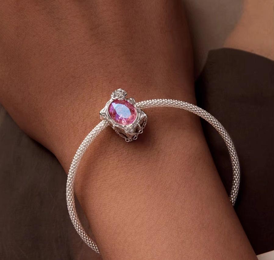 Charms Do Pandora Zawieszka Charms Różowy Kryształ Róża Srebro 925 Charmsy Trusky