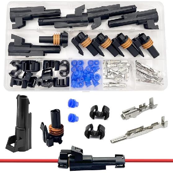 Разъем 14-12 AWG 2-контактный Комплект разъемов Weather Pack 2-проводной Водонепроницаемый Автомобильный Электрический Штекерные Разъемы Быстрое Соединение и Разъединение (6 комплектов) 1Pin 5Pair