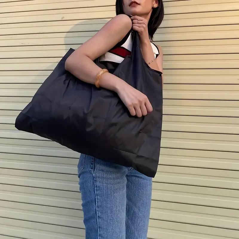 Sacola de compras dobrável versátil, sacola de viagem de grande capacidade, sacola de compras reutilizável da moda
