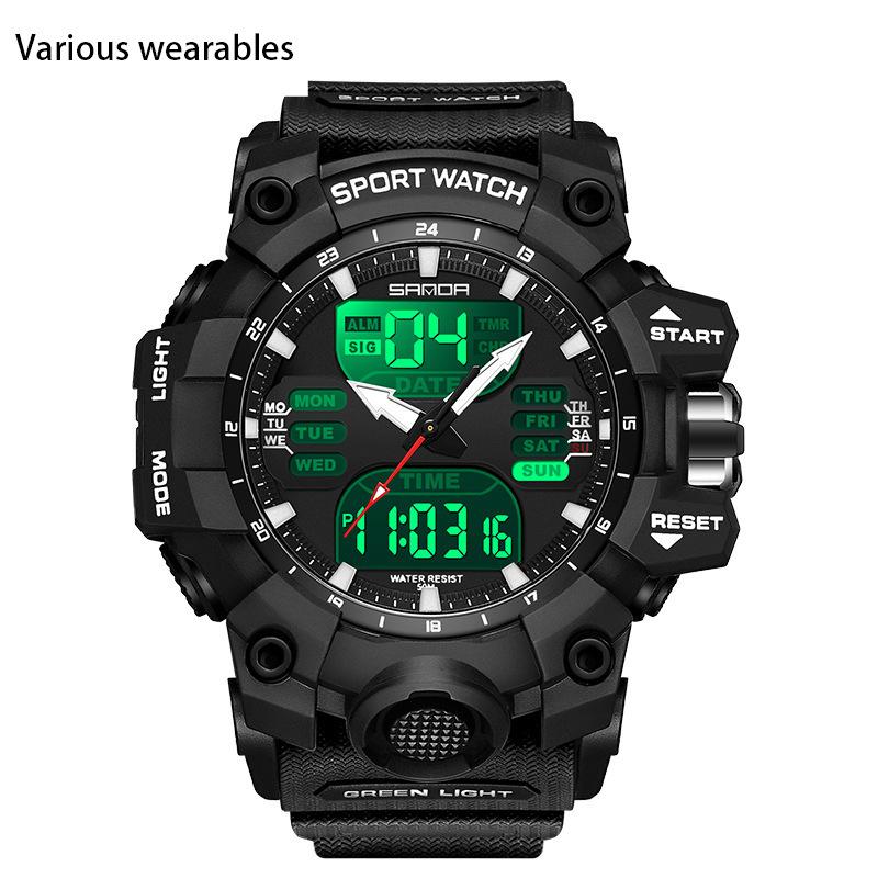 

Светящиеся в темноте электронные часы-будильник, многофункциональные мужские часы, модные трендовые корейские водонепроницаемые прозрачные часы