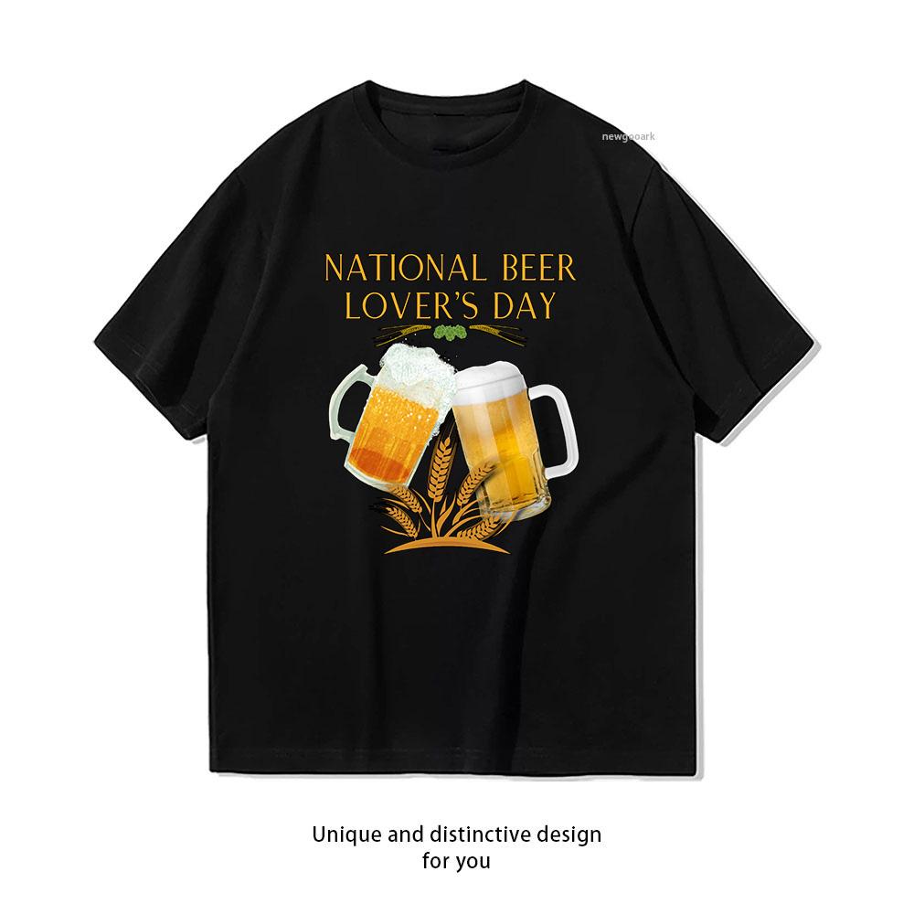 National Beer Lovers Day Celebration Colorful Shirt Woman Man Summer Cotton Graphic T Shirts Adult Tops Breathable Simple