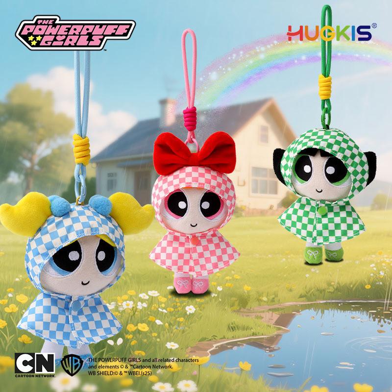 The Powerpuff Girls Plush Keychain With Checkerboard Pattern For Backpack Decor And Gifts