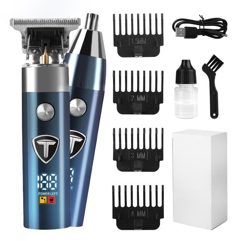 Dual Function Professional Electric Hair and Nose Trimmer - Retro Design for Precision Styling