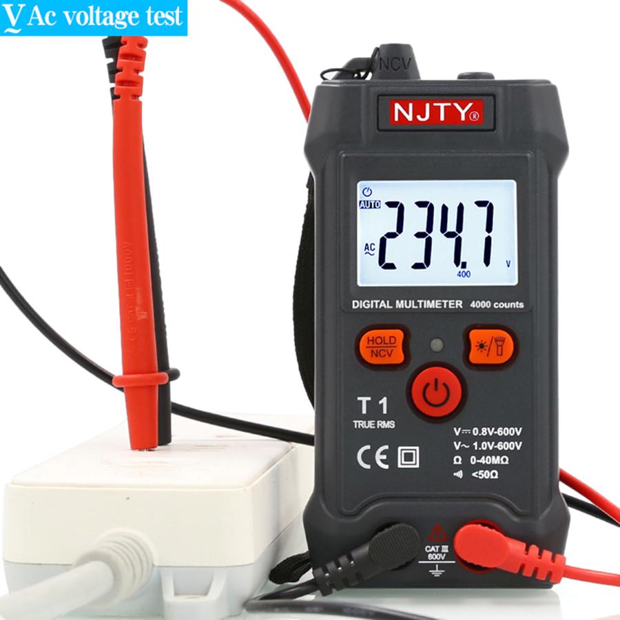 NJTY T1 Vollständig intelligentes digitales Multimeter - Kein Gangwechsel erforderlich, Klein und Mini, Vollautomatisch, Universelles Anti-Burn-Me