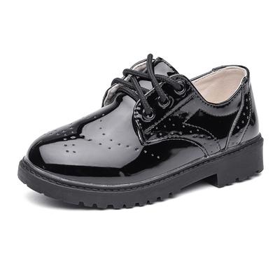 Chaussures en Cuir pour Garçons Pour Fête Mariage Spectacle de Scène Noir Enfants Adolescents Décontractées Plates Chaussures Vernies pour Enfants Souples