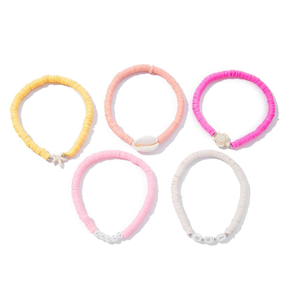 Bohemian Color Soft Pottery Anklet, Fashionable Versatile Starfish Shell Anklet Anklet