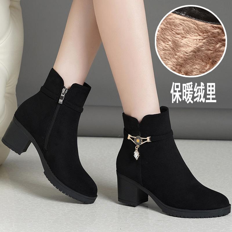 Thick-soled heightening velvet Martin boots women's autumn and winter new retro warm fashion Chelsea thin boots