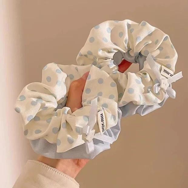 Haargummi im koreanischen Stil mit blauen Punkten - Exklusiv für Damen, High-End Lazy Style