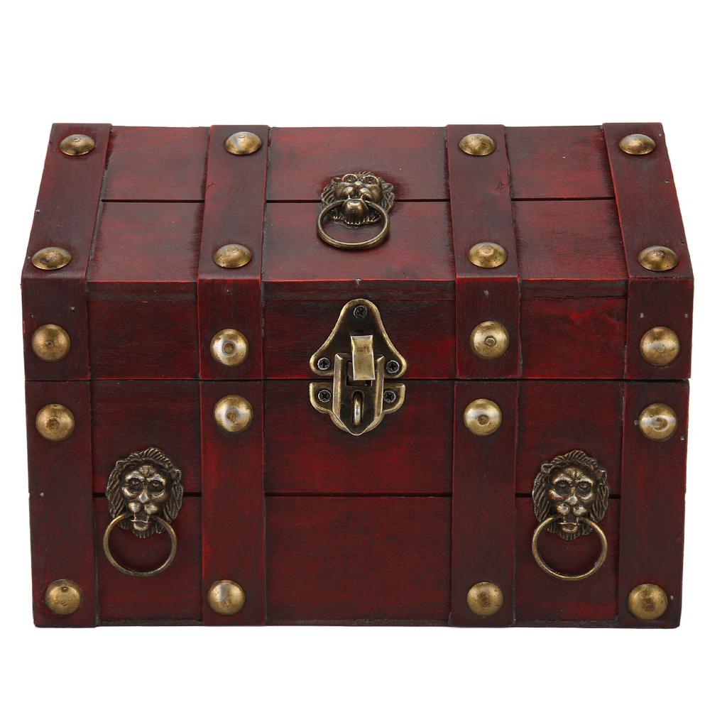 Wooden Vintage Storage Box Antique Decoration Retro Elegant Treasure Chest Storage Box with