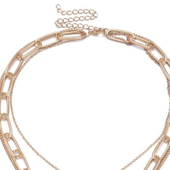 Women Necklace Thick Chain Multi-layer Lock-shaped Choker Jewelry Necklace Set Girls Gifts