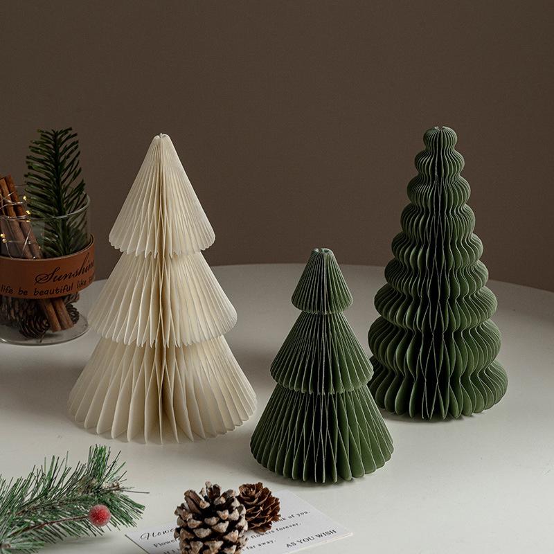 20/25/30cm Mini Christmas Tree Ornament Paper Honeycomb Ball Folding Christmas Tree 3D Home Decoration Desktop Ornament