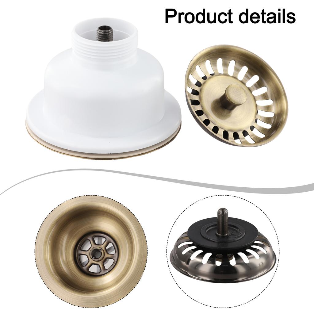 Efficient Drainage Waste Drainer PVD Copper Plating Kitchen Sink Basket Strainer Mm Launching Diameter Waste Drainer Accessory