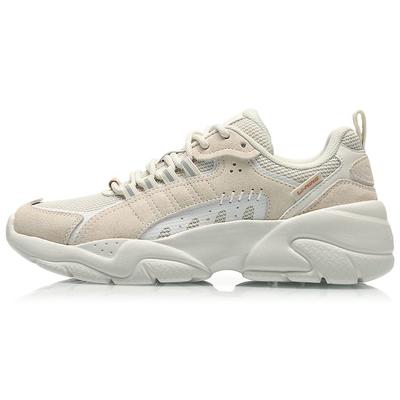 Li Ning Chasing The Moon Absorción de Impactos Antideslizantes Resistentes al Desgaste Transpirables Zapatillas Deportivas Casuales de Caña Baja para Mujer Blanco AGLQ248-1