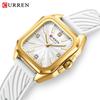 CURREN Elegant Women's Watches Luxury Women's Fashion Quartz Watches Silicone Band Square Dial Watches Ideal Gift for Women