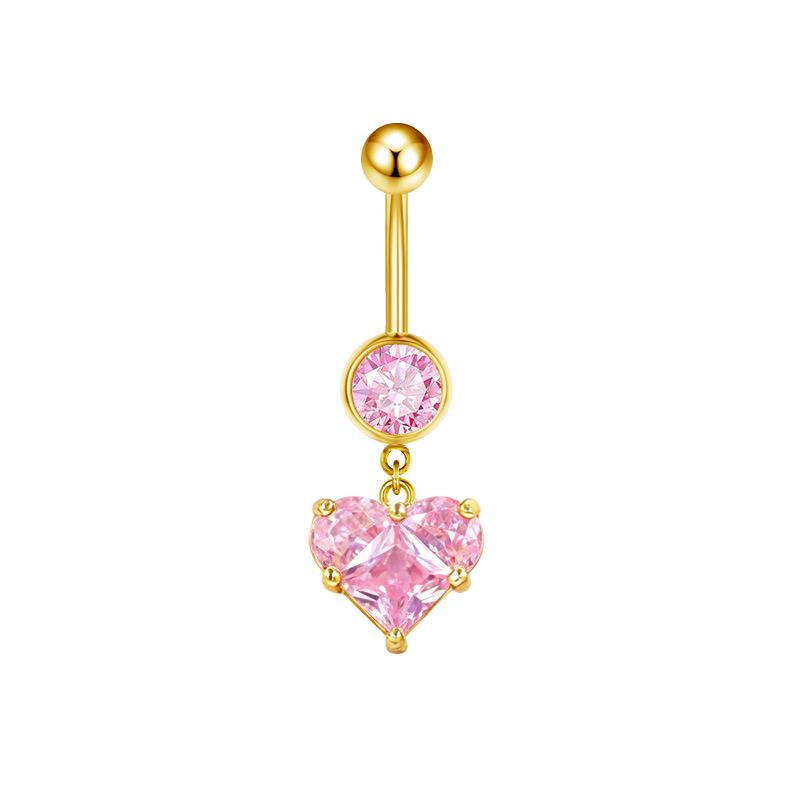 Heart-Shaped Water Drop Navel Ring - Trendy European & American Style